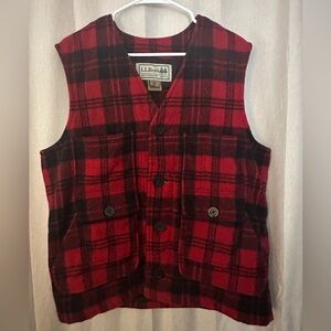 L.L. Bean Red and Black Checkered Vest
